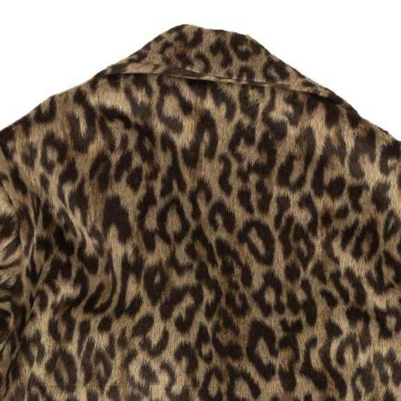 UNRAVEL PROJECT Brown Leopard Print Ruffle Faux Fur Coat Size 40 $1120 - Picture 4 of 4